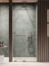 NEW TRENDY Drzwi wnękowe SMART GUNMETAL BRUSHED 1D U 130x200 szkło czyste 8mm Active Shield 2.0 - WIESZAK EXK-7827