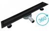 AQUALine - Odpływ liniowy podłogowy 2w1 pod płytkę CZARNY Matowy Obrotowy syfon 70cm R04BK700