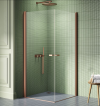 NEW TRENDY Kabina prysznicowa NEW SOLEO COPPER BRUSHED 2D prostokątna U 70x80x195 szkło czyste 6mm Active Shield - wahadłowe K-2008