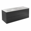 BESCO Szafka Akya Classic Gun Metal Połysk 131 z umywalką biały matt + klik-klak czarny matt #KAC-131-MGB