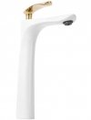 REA - Bateria umywalkowa ORBIT White Gold / Biało Złota Wysoka
