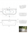 BESCO Wanna przyścienna wolnostojąca Volya 140x75 + syfon klik-klak chrom z przelewem slim #WKV-140-WSS