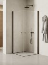 NEW TRENDY Kabina prysznicowa NEW SOLEO GUNMETAL BRUSHED 2D prostokątna U 90x90x195 szkło czyste 6mm Active Shield - wahadłowe K-2180