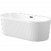 INVENA Wolnostojąca wanna ryflowana Glamour, 170 cm, w komplecie z syfonem i korkiem/odpływem w kolorze czarnym AN-01-140-KPL
