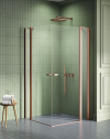 NEW TRENDY Kabina prysznicowa NEW SOLEO COPPER BRUSHED 2D prostokątna U 90x90x195 szkło czyste 6mm Active Shield - z el. stałym K-2017