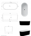 BESCO Wanna wolnostojąca Lova B&W 160x74 + klik-klak chrom #WWM-160LBKS