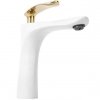 REA - Bateria umywalkowa ORBIT White Gold / Biało Złota Niska