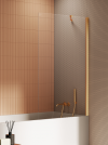 NEW TRENDY Parawan nawannowy NEW SOLEO GOLD BRUSHED stały U 90x140 szkło czyste 6mm Active Shield 2.0 P-0177