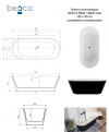 BESCO Wanna wolnostojąca Deeva B&W 180x80 + maskownica odpływu biała #WWA-180-DBW