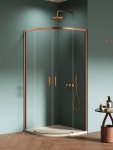 NEW TRENDY Kabina prysznicowa PRIME COPPER BRUSHED  2D półokrągła R55 80x80x200 szkło czyste 6mm Active Shield 2.0 K-3590