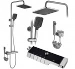 REA - Zestaw Natryskowy z Termostatem i wylewką ROB Nikiel Szczotkowany INOX