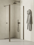 NEW TRENDY Kabina prysznicowa 60x195 New Soleo Gunmetal Brushed, walk in, z dodatkową ścianką K-2267