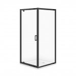 CERSANIT - SET C701: Kabina kwadratowa ARTECO 80x80x190 czarna szkło transparentne + brodzik TAKO biały 4 cm  S913-019