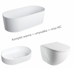 OMNIRES Komplet wanna 160cm z umywalką 55 x 36 cm kompozyt OVO M+ biały połysk (BP)+ misa WC OTTAWA COMFORT 