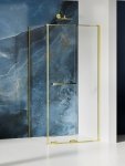 NEW TRENDY Kabina prysznicowa SMART LIGHT GOLD 1D prostokątna U 100x120x200 szkło czyste 8mm Active Shield 2.0 - UCHWYT RELING EXK-6696