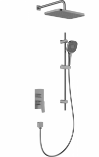 ARMATURA KRAKÓW KFA Zestaw prysznicowy natryskowy podtynkowy z baterią natryskową i natryskiem przesuwnym MALAGA GUN METAL GREY 4529-301-61 