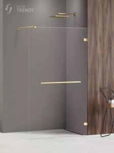 NEW TRENDY Kabina ścianka WALK-IN AVEXA GOLD SHINE z wieszakiem relingowym 90x200 EXK-3226