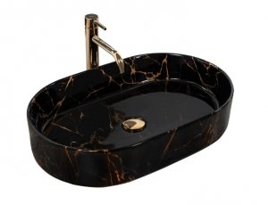 REA - Umywalka nablatowa NADIA Czarna Marble Shiny