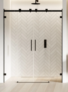 NEW TRENDY Drzwi wnękowe 180x200 Softi X Black, drzwi podwójne, przesuwne, typu soft close EXK-5374