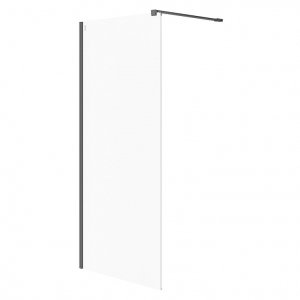 CERSANIT - Kabina prysznicowa Walk-In MILLE czarna - (90x200) szkło transparentne   S161-008
