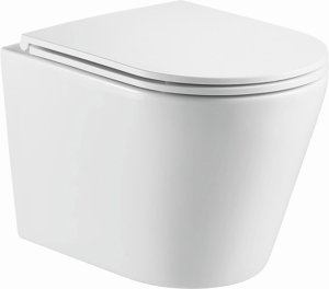 AQUAFORM - miska WC wisząca OVIEDO STORM z deską duroplastową SLIM wolnoopadającą, kolor biały  AQ.301-311152