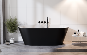 BESCO Wanna wolnostojąca Deeva Matt B&W 150x75 + maskownica odpływu gun metal #WWA-150DMBM