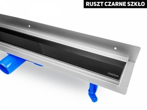 OKEDA Przyścienny odpływ liniowy OKEDA® PRIME LINE™ - BLACK GLASS - CZARNE SZKŁO 80cm 21800.06