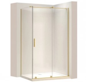 REA - Kabina Prysznicowa MONTANA Gold Brush / Złota Szczotkowana 140x90  /drzwi 140 + ścianka 90/