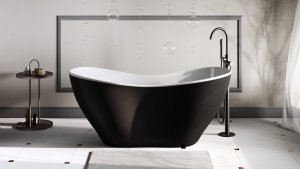 BESCO Wanna wolnostojąca Viya B&W 170x72 + klik-klak chrom czyszczony od góry #WMD-170-VWC