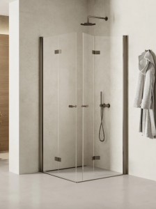 NEW TRENDY Kabina prysznicowa 80x70 New Soleo Gunmetal Brushed, Drzwi składane, podwójne K-2245