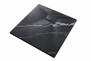 BESCO Brodzik 80x80 Vexo Marble Black VMB-80-80-K