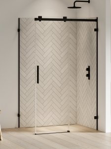 NEW TRENDY Kabina prysznicowa SOFTI BLACK X 1D prostokątna L 100x90x200 szkło czyste 8mm Active Shield 2.0 EXK-5377