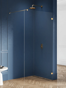NEW TRENDY Kabina prysznicowa walk in Avexa Gold Brushed 130cm szkło 8mm EXK-7018