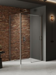 NEW TRENDY Kabina prysznicowa PRIME GUNMETAL BRUSHED 1D prostokątna L 110x90x200 szkło czyste 6mm Active Shield 2.0 K-4802