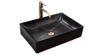 REA - Umywalka nablatowa INGA Black Marble Mat