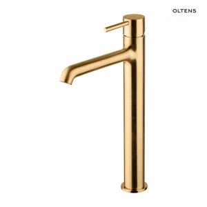 Oltens Molle Slim bateria umywalkowa stojąca wysoka złoto szczotkowane 32403810