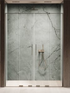 NEW TRENDY Drzwi wnękowe SMART GUNMETAL BRUSHED 2D U 180x200 szkło czyste 8mm Active Shield 2.0 EXK-7838