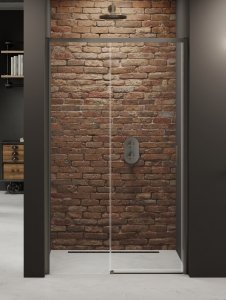 NEW TRENDY Drzwi wnękowe PRIME GUNMETAL BRUSHED 1D P 130x200 szkło czyste 6mm Active Shield 2.0 D-0892A