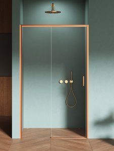 NEW TRENDY Drzwi wnękowe PRIME COPPER BRUSHED 1D P 110x200 szkło czyste 6mm Active Shield 2.0 D-0815A