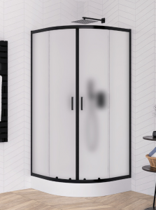 NEW TRENDY Kabina prysznicowa, półokrągła, R55 SUVIA BLACK 80x80x185 K-3577
