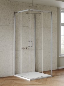 NEW TRENDY Kabina prysznicowa PRIME NICKEL BRUSHED  2D L prostokątna  przyścienna  90x70x200 szkło czyste 6mm  Active Shield 2.0 K-5676