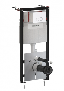 OMNIRES STRONGFRAME stelaż podtynkowy do miski toaletowej z ECO spłukiwaniem + MINIMAL przycisk spłukujący FLUSH SET biały mat STFWCECO1M-RWM