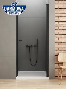 NEW TRENDY Drzwi wnękowe prysznicowe otwierane na zewnątrz i do wewnątrz NEW SOLEO BLACK 80x195 D-0210A