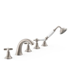 TRES CLASIC Bateria dwuuchwytowa z montażem na krawędzi wanny- stal 24214602AC