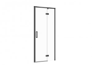 CERSANIT - Drzwi na zawiasach kabiny prysznicowej LARGA czarna 90x195 PRAWE szkło transparentne  S932-124