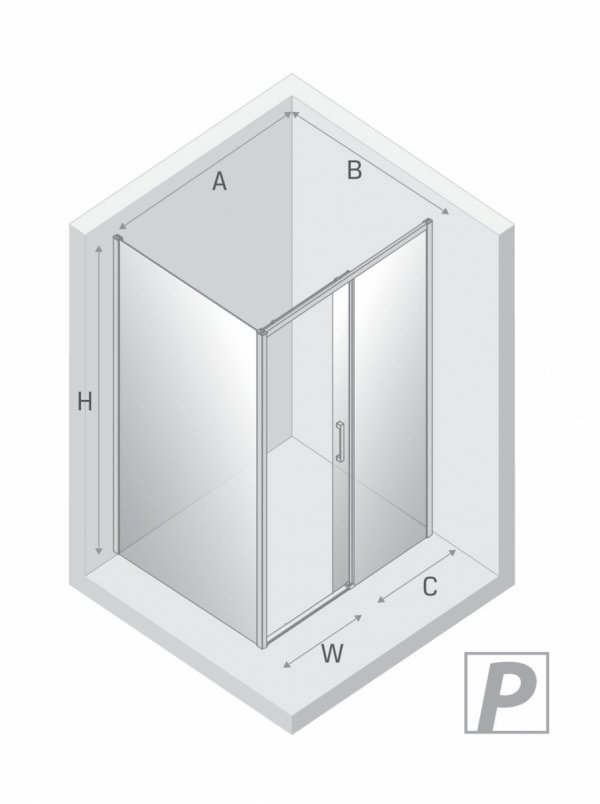 NEW TRENDY Kabina prysznicowa PRIME GUNMETAL BRUSHED 1D prostokątna L 100x80x200 szkło czyste 6mm Active Shield 2.0 D-0885A/D-0353B