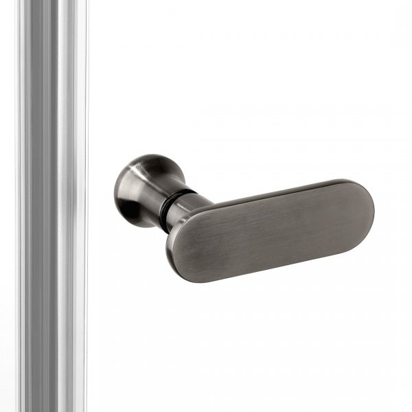 NEW TRENDY Kabina prysznicowa New Soleo Gunmetal Brushed, pięciokątna, asymetryczna, drzwi pojedyncze 80x80 K-1707