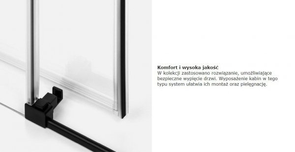 NEW TRENDY Kabina prysznicowa SOFTI BLACK 100x80x200 EXK-3965