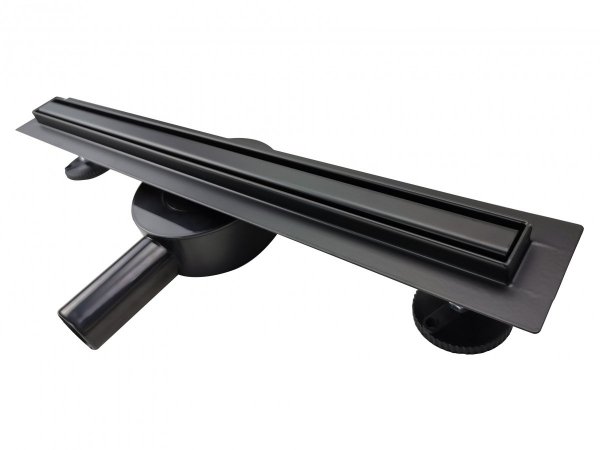 AQUALine - Odpływ liniowy podłogowy SLIM Kwadrat CZARNY Matowy Obrotowy syfon ROZMIAR 70cm RSK01BK700