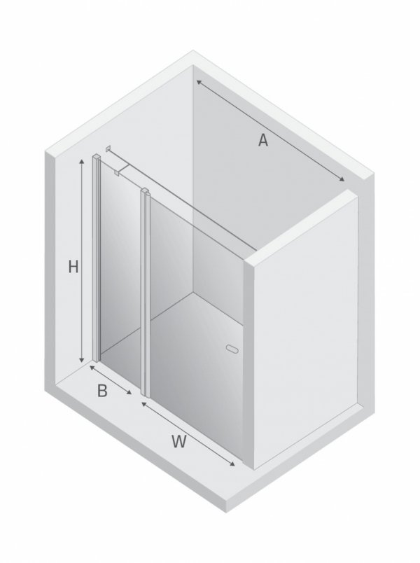 Drzwi wnękowe NEW SOLEO GOLD BRUSHED 1D U 110x195 szkło czyste 6mm Active Shield 2.0 - z elementem stałym  - wsp. Równoległy D-0773A-WK